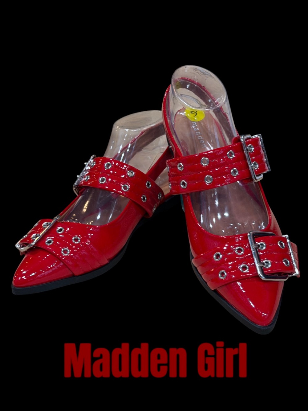 NWOB Madden Girl VARDAN  Red Patent Buckle Slingback Flats - Size 9
